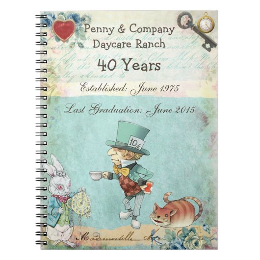 Mad Hatter Wonderland Pensionbost Notitieboek (Voorkant)