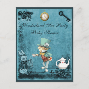 Mad Hatter Wonderland Tea Party Baby shower Kaart
