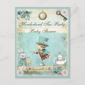 Mad Hatter Wonderland Tea Party Baby shower Kaart