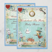 Mad Hatter Wonderland Tea Party Baby shower Kaart (Voorkant / Achterkant)