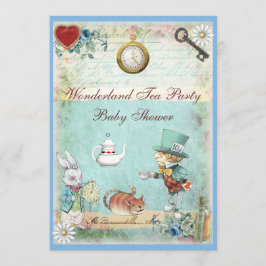 Mad Hatter Wonderland Tea Party Baby shower Kaart
