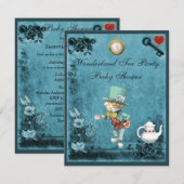 Mad Hatter Wonderland Tea Party Baby shower Kaart (Voorkant / Achterkant)