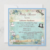 Mad Hatter Wonderland Tea Party Baby shower Kaart (Achterkant)