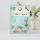 Mad Hatter Wonderland Tea Party Dank je Bedankkaart (Staand voorkant)