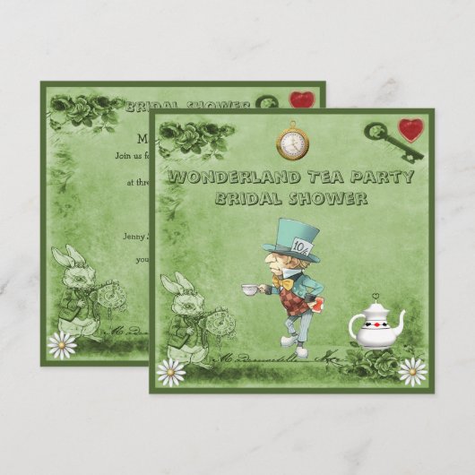 Mad Hatter Wonderland Tea Party Vrijgezellenfeest Kaart (Voorkant / Achterkant)