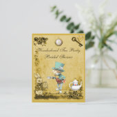 Mad Hatter Wonderland Tea Party Vrijgezellenfeest Kaart (Staand voorkant)