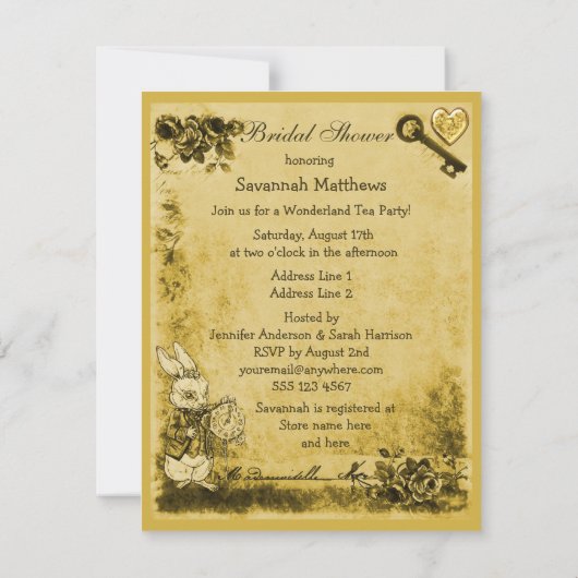 Mad Hatter Wonderland Tea Party Vrijgezellenfeest Kaart (Achterkant)