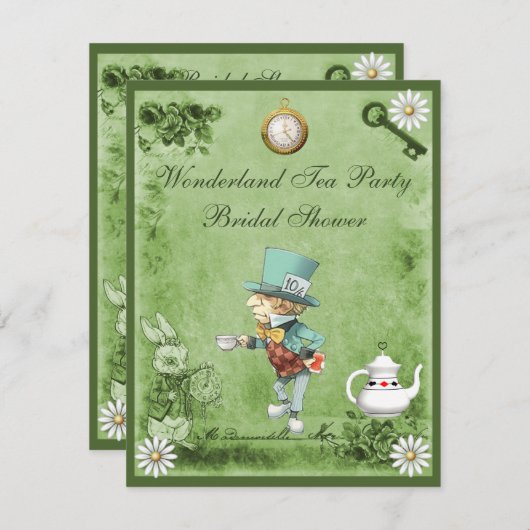 Mad Hatter Wonderland Tea Party Vrijgezellenfeest Kaart (Voorkant / Achterkant)