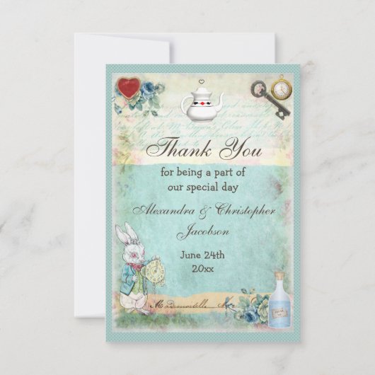 Mad Hatter Wonderland Weddenschap Bedankt (Achterkant)