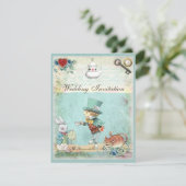 Mad Hatter Wonderland Wedding Kaart (Staand voorkant)