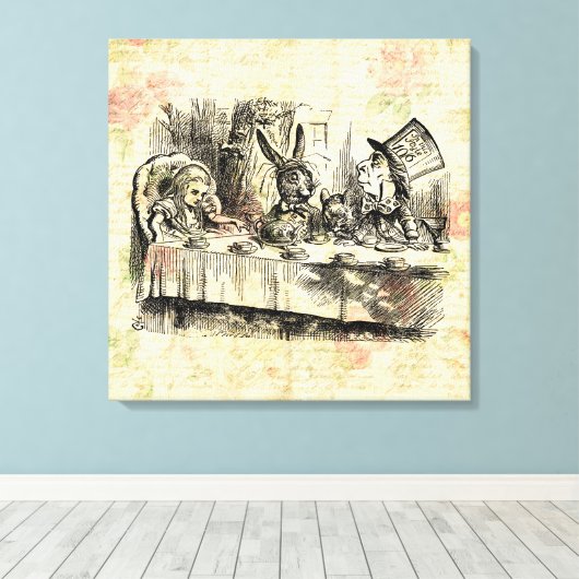 Mad Hatters Tea Party Alice in Wonderland Art Canvas Afdruk (Insitu (Houten vloer))