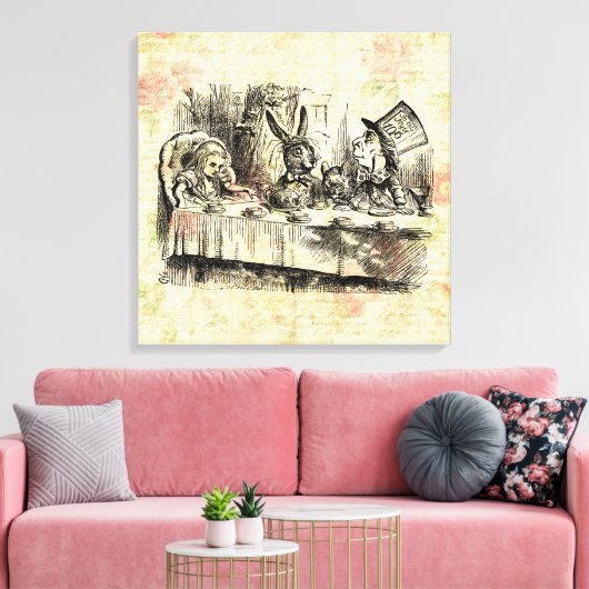 Mad Hatters Tea Party Alice in Wonderland Art Canvas Afdruk (Insitu (Woonkamer))