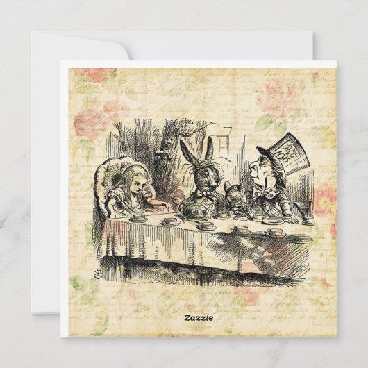Mad Hatters Tea Party Alice in Wonderland Art Feestdagenkaart (Achterkant)