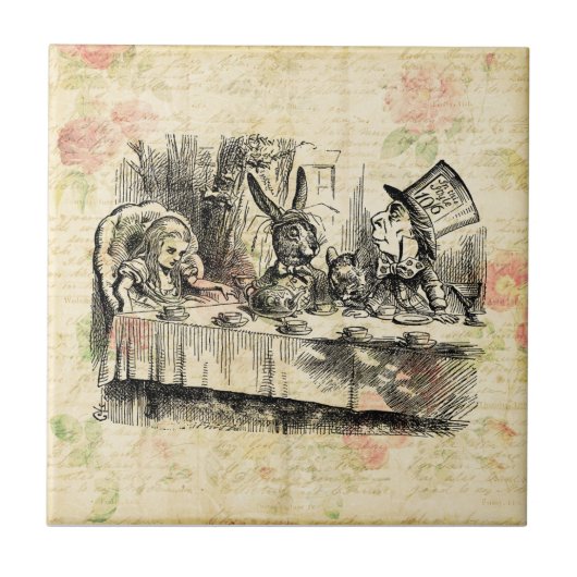 Mad Hatters Tea Party Alice in Wonderland Art Tegeltje (Voorkant)