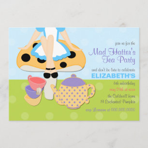 Mad Hatter's Tea Party Birthday Uitnodiging