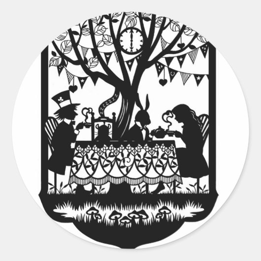 Mad Hatters-theefeestje Ronde Sticker (Voorkant)