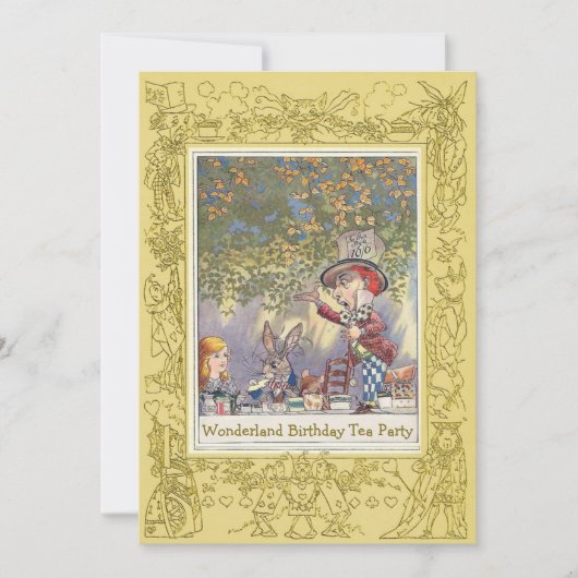 Mad Hatter's Wonderland Birthday Tea Party Kaart (Voorkant)