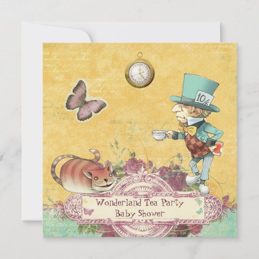 Mad Hatter's Wonderland Tea Party Baby shower Kaart (Voorkant)