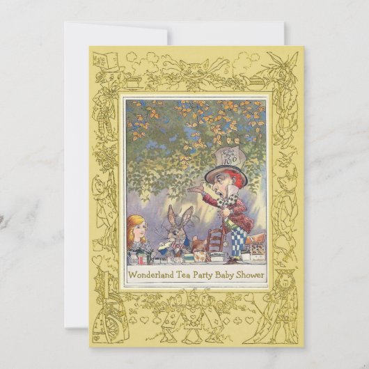 Mad Hatter's Wonderland Tea Party Baby shower Kaart (Voorkant)