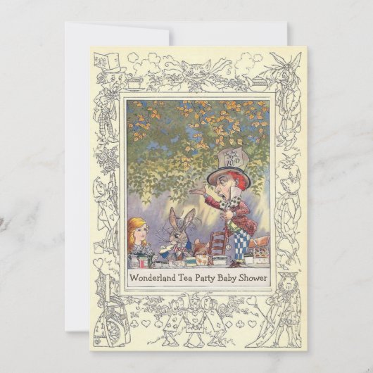 Mad Hatter's Wonderland Tea Party Baby shower Kaart (Voorkant)