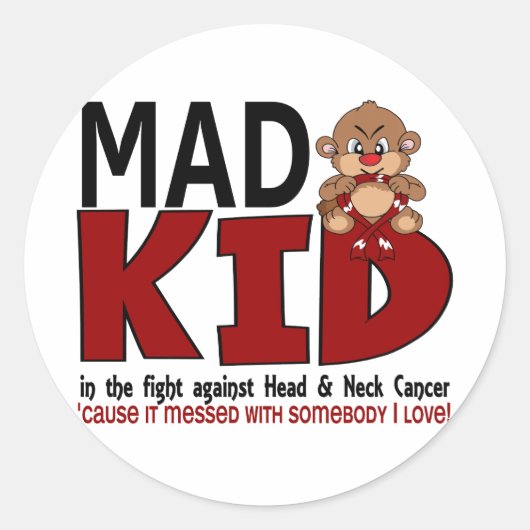Mad Kind Head en Neck Cancer Ronde Sticker (Voorkant)
