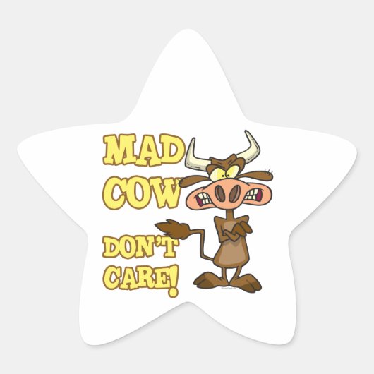 MAD KOE DONT CARE FUNNY DIER HUMOR STER STICKER (Voorkant)