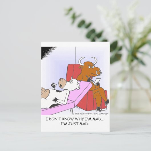 Mad-Koe in therapie Funny Gifts & Collectibles Briefkaart (Staand voorkant)