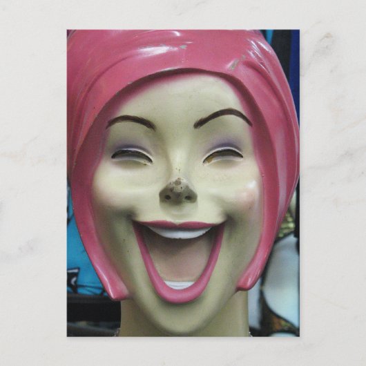 Mad Laughing Mannequin ~ Uncanny Valley Girl Briefkaart (Voorkant)