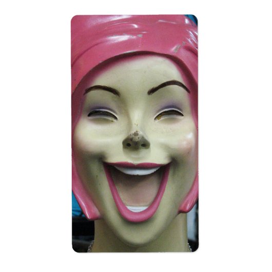 Mad Laughing Mannequin ~ Uncanny Valley Girl Etiket (Voorkant)