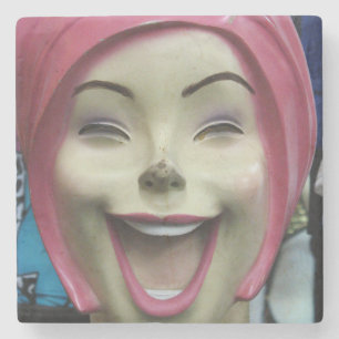 Mad Laughing Mannequin ~ Uncanny Valley Girl Stenen Onderzetter