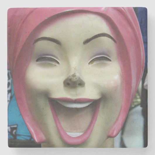 Mad Laughing Mannequin ~ Uncanny Valley Girl Stenen Onderzetter (Voorkant)