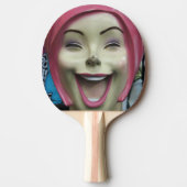 Mad Laughing Mannequin ~ Uncanny Valley Girl Tafeltennisbatje (Voorkant)