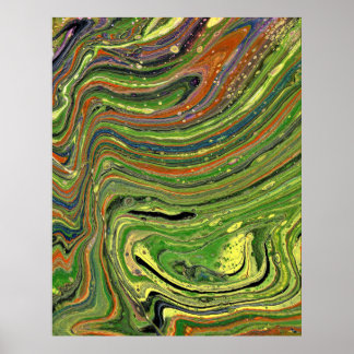 Mad Love 3 Groen Gestreepte Abstract Poster Print