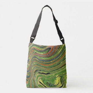 Mad Love 3 Groene Gestreepte Abstracte Canvas tas
