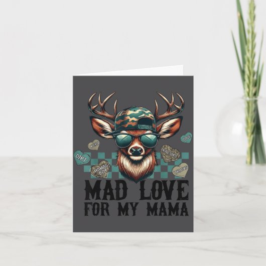 Mad Love For My Mama Deer Head Valentines Day Hunt Kaart (Voorkant)