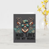 Mad Love For My Mama Deer Head Valentines Day Hunt Kaart (Gele Bloem)