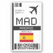MAD Madrid Boarding Pass - Spanje Reizen Sticker (Voorkant)