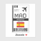 MAD Madrid Boarding Pass - Spanje Reizen Sticker (Vel)