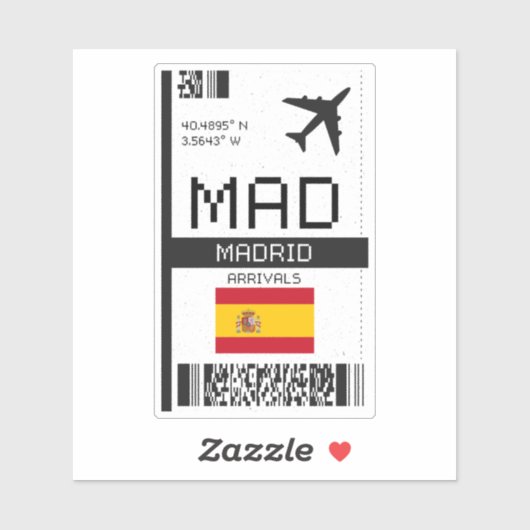 MAD Madrid Boarding Pass - Spanje Reizen Sticker (Vel)