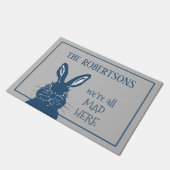 Mad March Hare Rabbit Blue Gray Funny Custom Deurmat (Schuin)