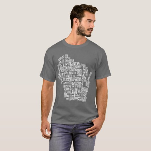 Mad Over Wisconsin (Grijs) T-shirt (Voorkant volledig)