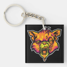 Mad Rabid Cat Illustratie Sleutelhanger