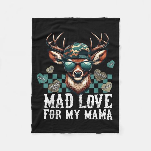 Mad Retro Love For My Mama Camo Deer Hunting Valen Fleece Deken (Voorkant)