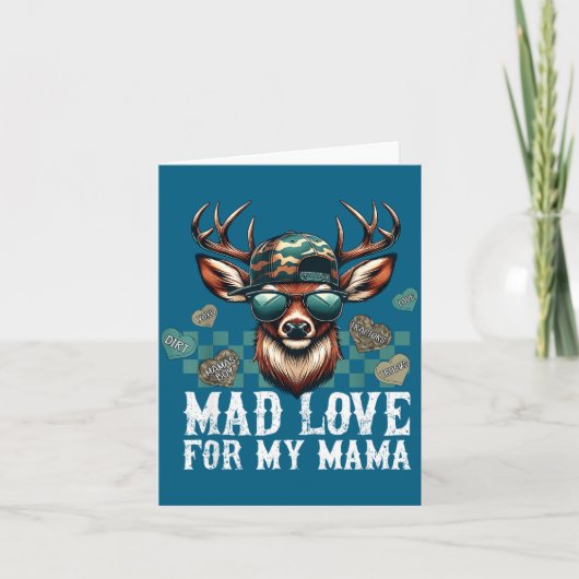 Mad Retro Love For My Mama Camo Deer Hunting Valen Kaart (Voorkant)