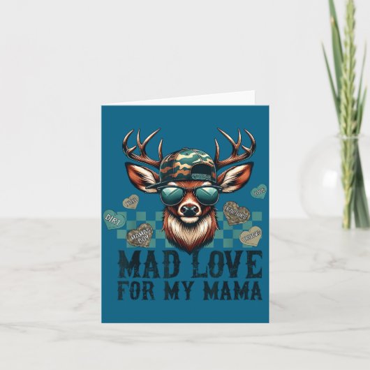 Mad Retro Love For My Mama Camo Deer Hunting Valen Kaart (Voorkant)
