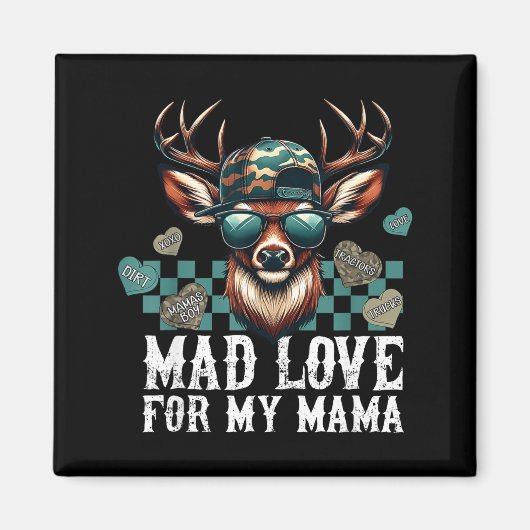 Mad Retro Love For My Mama Camo Deer Hunting Valen Magneet (Voorkant)