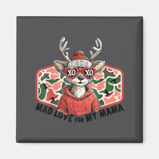 Mad Retro Love For My Mama Camo Deer Hunting Valen Magneet (Voorkant)