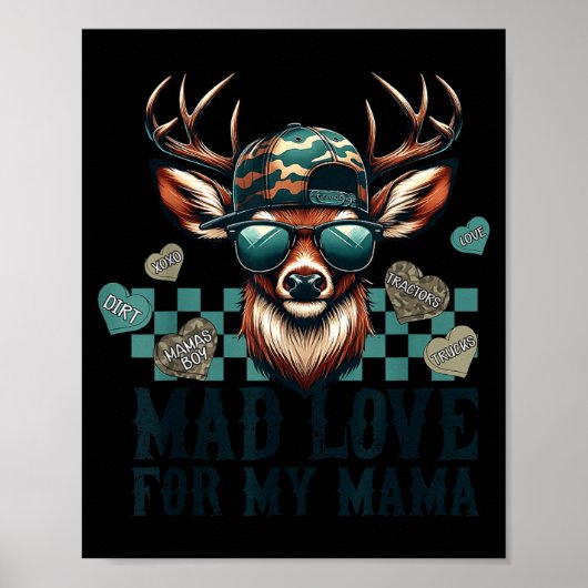 Mad Retro Love For My Mama Camo Deer Hunting Valen Poster (Voorkant)