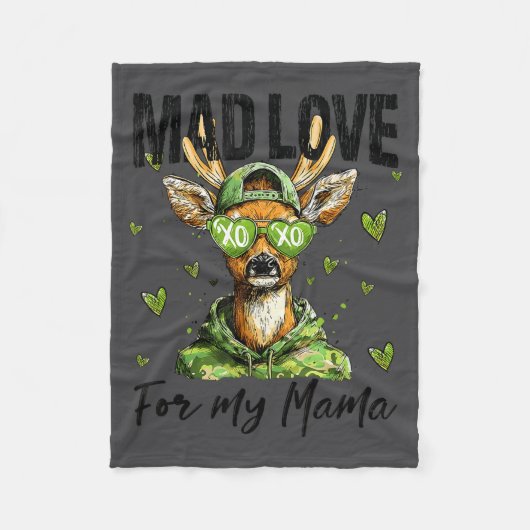 Mad Retro Love For My Mama Deer Hunting Boys Valen Fleece Deken (Voorkant)