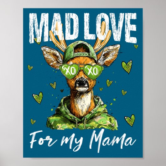 Mad Retro Love For My Mama Deer Hunting Boys Valen Poster (Voorkant)